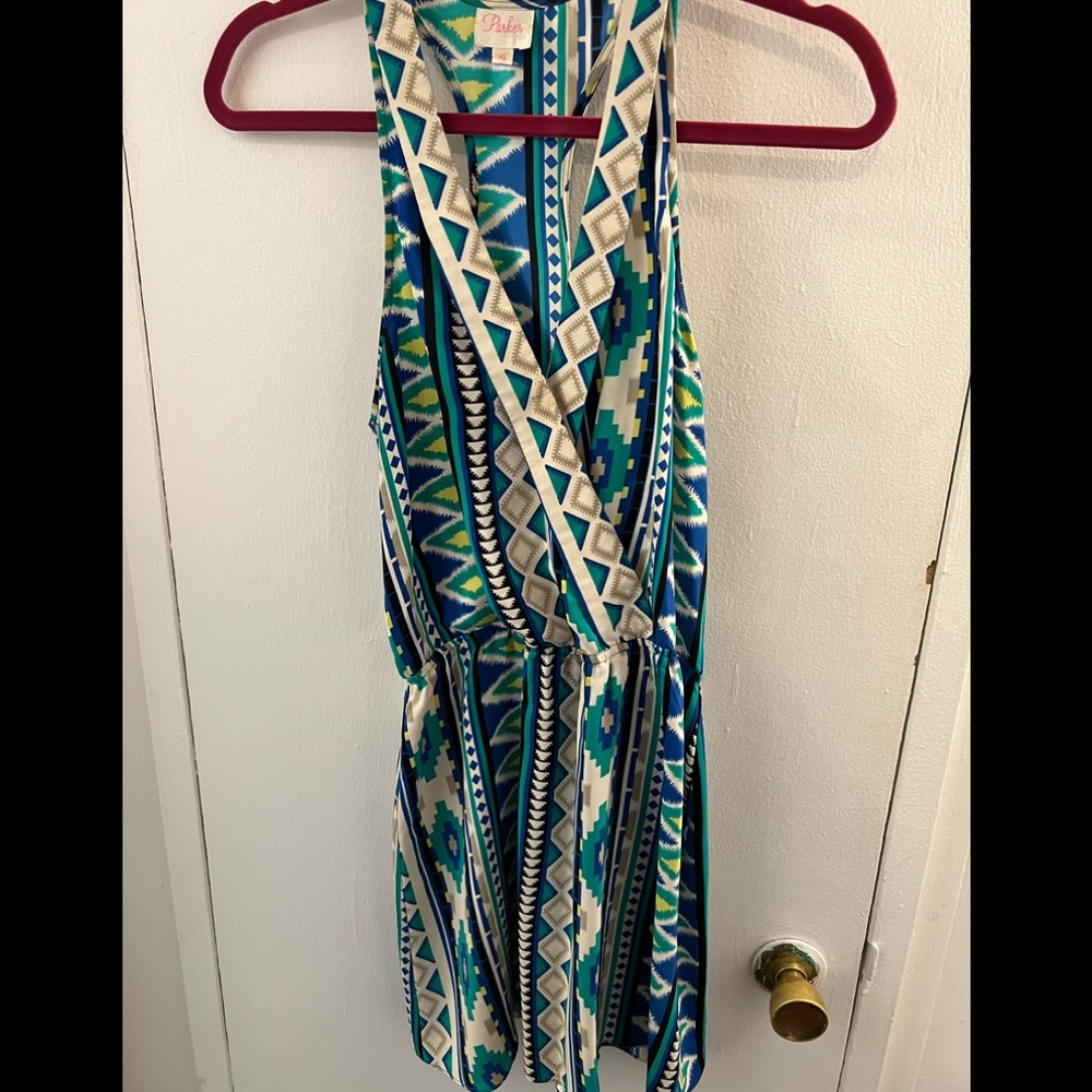 Parker Aztec Print Silk Mini Dress